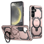 For Samsung Galaxy S24+ Magnetic Case Ring Kickstand PC + TPU Hybrid Phone Cover