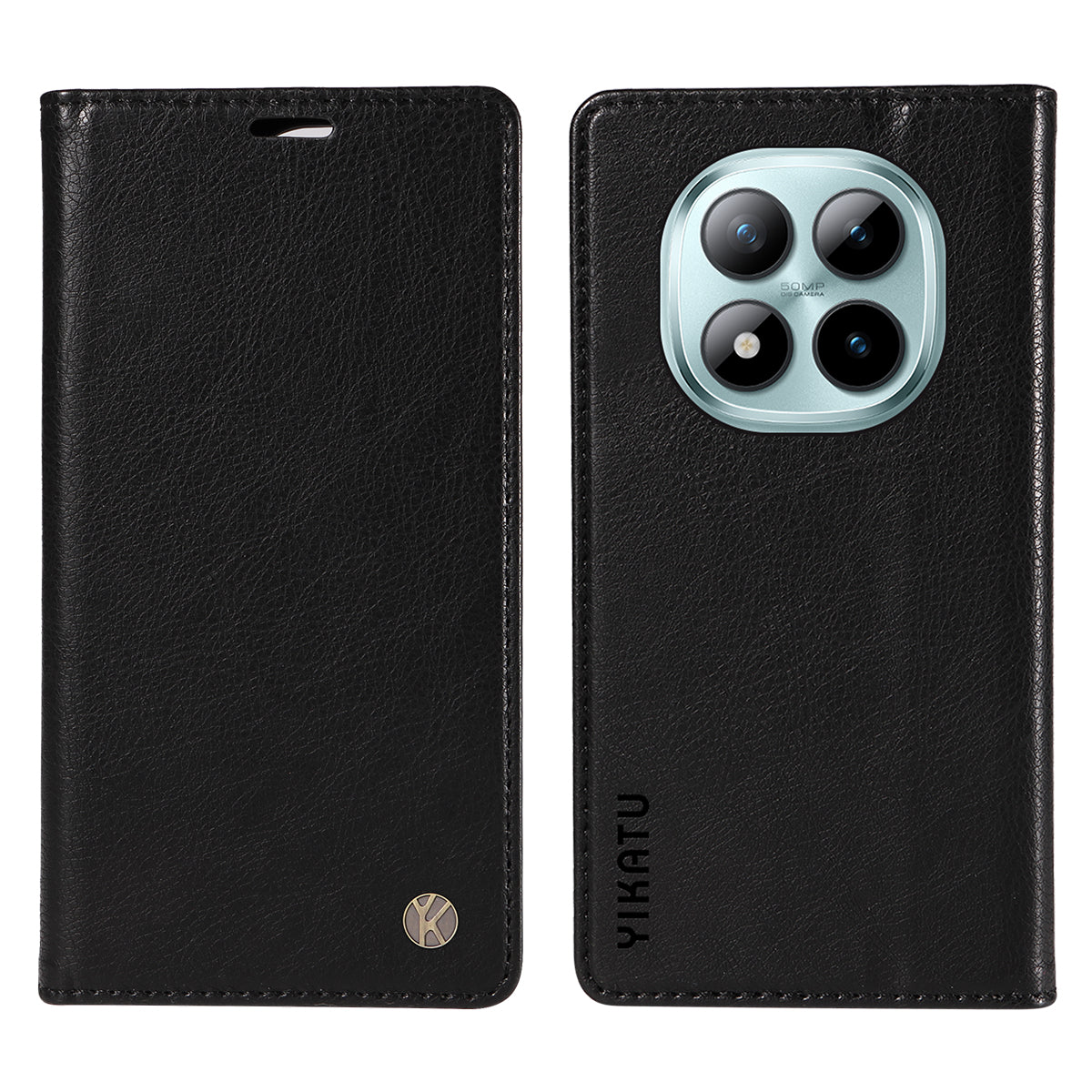 YIKATU For Xiaomi Poco M8 Pro 5G / Redmi Note 15 Pro+ 5G (Global) Wallet Case  YK-006 Magnetic Closure Leather Phone Cover Litchi Texture