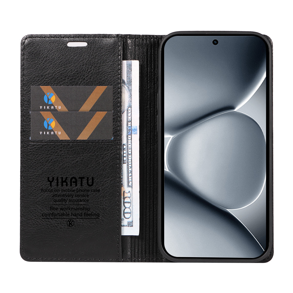 YIKATU For Xiaomi Poco M8 Pro 5G / Redmi Note 15 Pro+ 5G (Global) Wallet Case  YK-006 Magnetic Closure Leather Phone Cover Litchi Texture