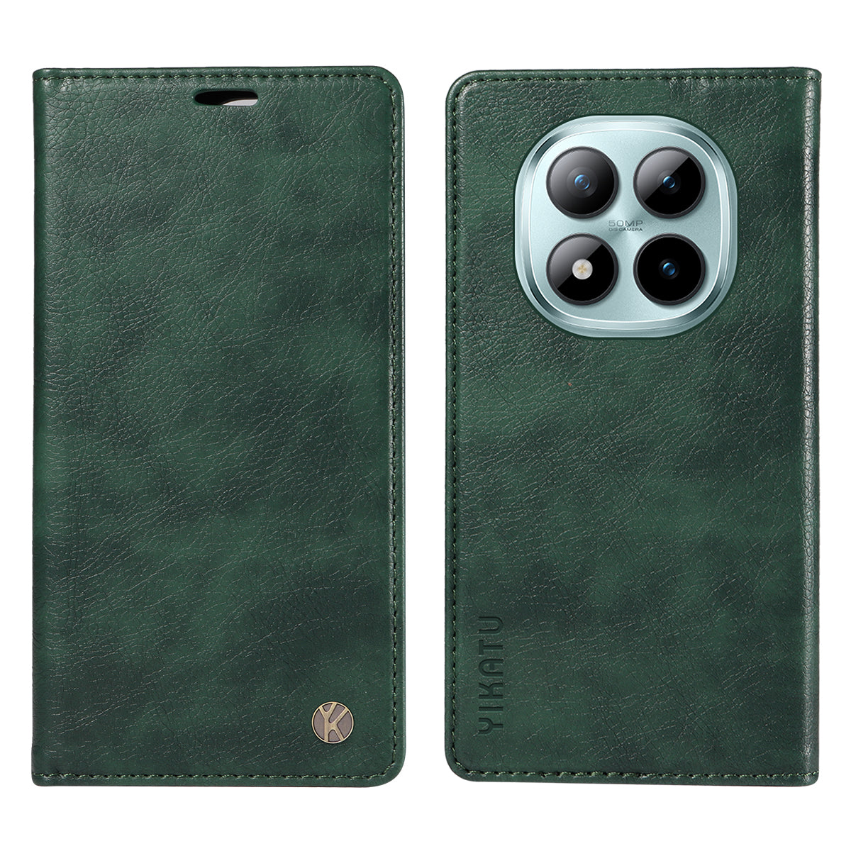 YIKATU For Xiaomi Poco M8 Pro 5G / Redmi Note 15 Pro+ 5G (Global) Wallet Case  YK-006 Magnetic Closure Leather Phone Cover Litchi Texture