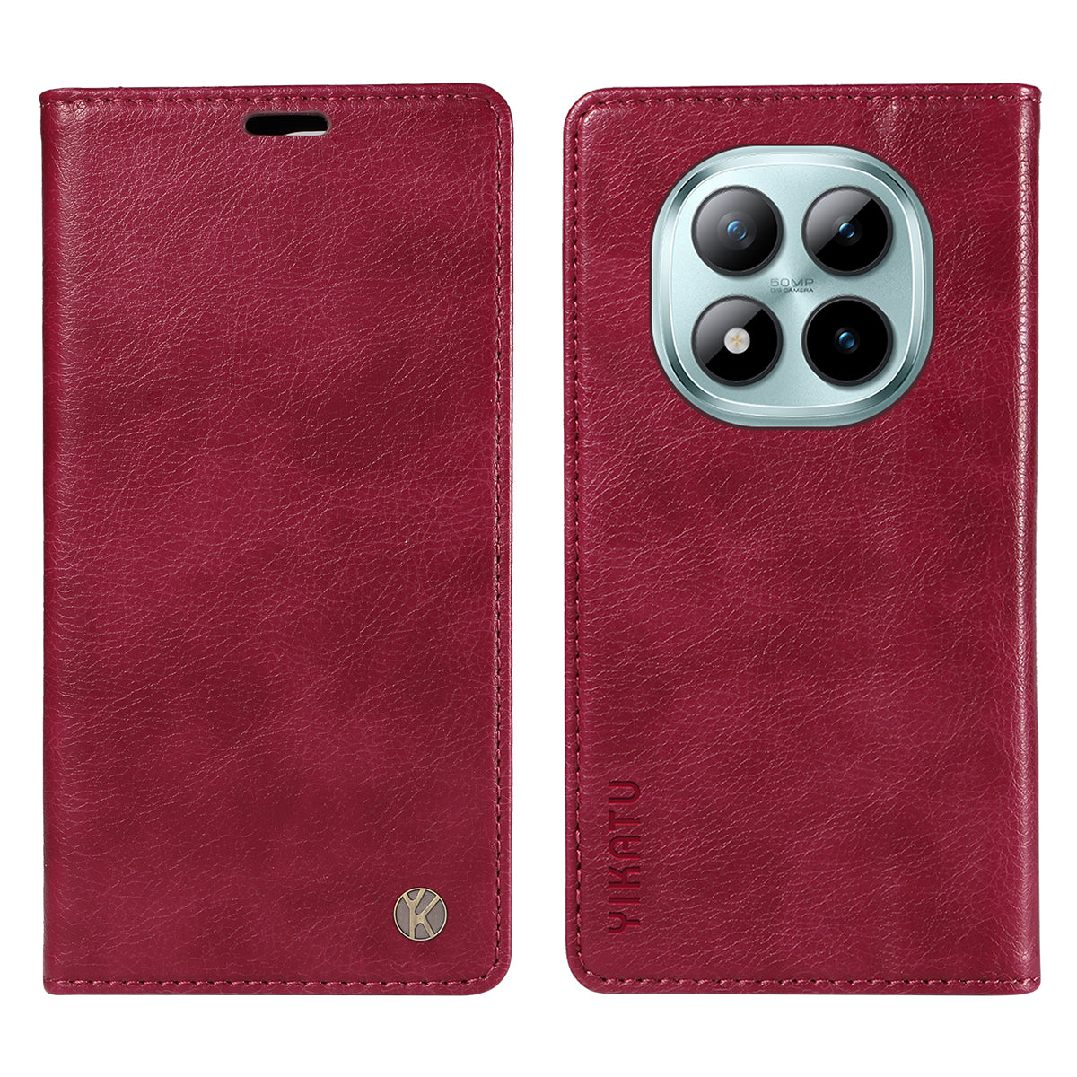 YIKATU For Xiaomi Poco M8 Pro 5G / Redmi Note 15 Pro+ 5G (Global) Wallet Case  YK-006 Magnetic Closure Leather Phone Cover Litchi Texture