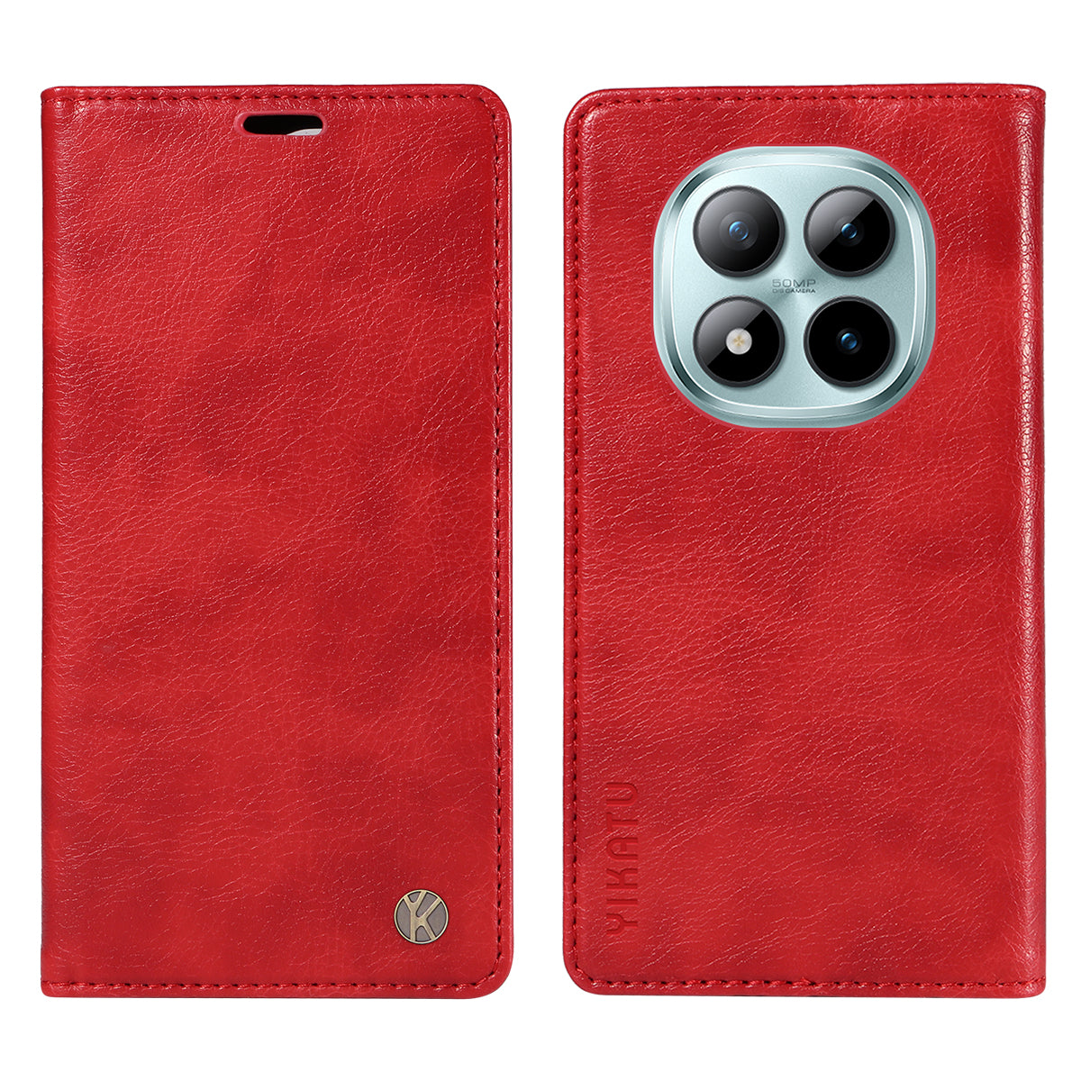 YIKATU For Xiaomi Poco M8 Pro 5G / Redmi Note 15 Pro+ 5G (Global) Wallet Case  YK-006 Magnetic Closure Leather Phone Cover Litchi Texture
