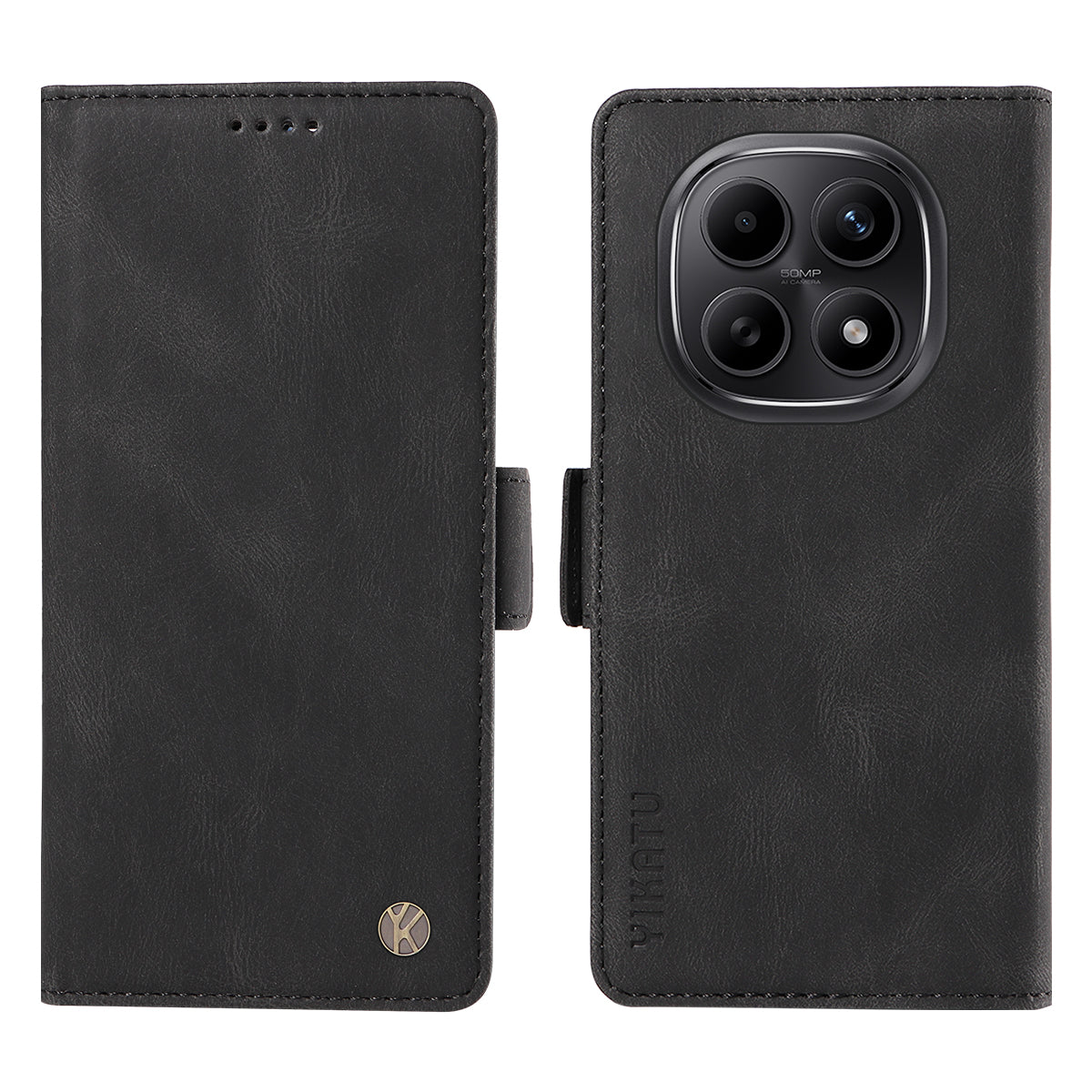 YIKATU læderetui til Xiaomi Poco M8 5G / Redmi Note 15 5G (Global) / 15 4G (Global), YK-005 pung-etui med blød læderfornemmelse til mobilen