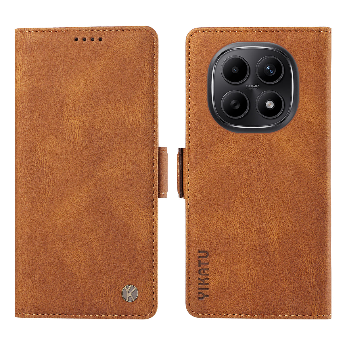 YIKATU læderetui til Xiaomi Poco M8 5G / Redmi Note 15 5G (Global) / 15 4G (Global), YK-005 pung-etui med blød læderfornemmelse til mobilen