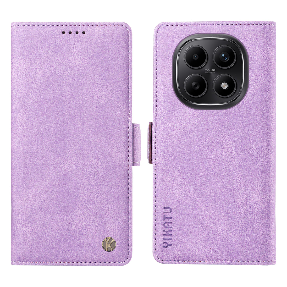 YIKATU læderetui til Xiaomi Poco M8 5G / Redmi Note 15 5G (Global) / 15 4G (Global), YK-005 pung-etui med blød læderfornemmelse til mobilen