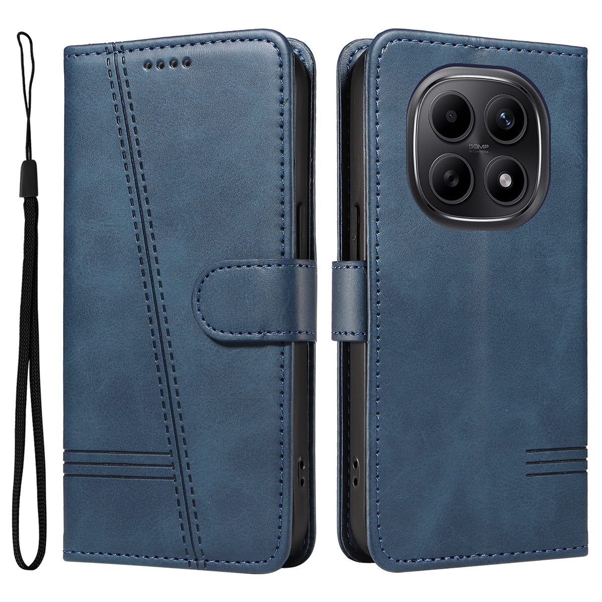 For Xiaomi Poco M8 5G / Redmi Note 15 5G (Global) / 15 4G (Global) Wallet Case T-Shape Lines Leather Phone Cover Stand