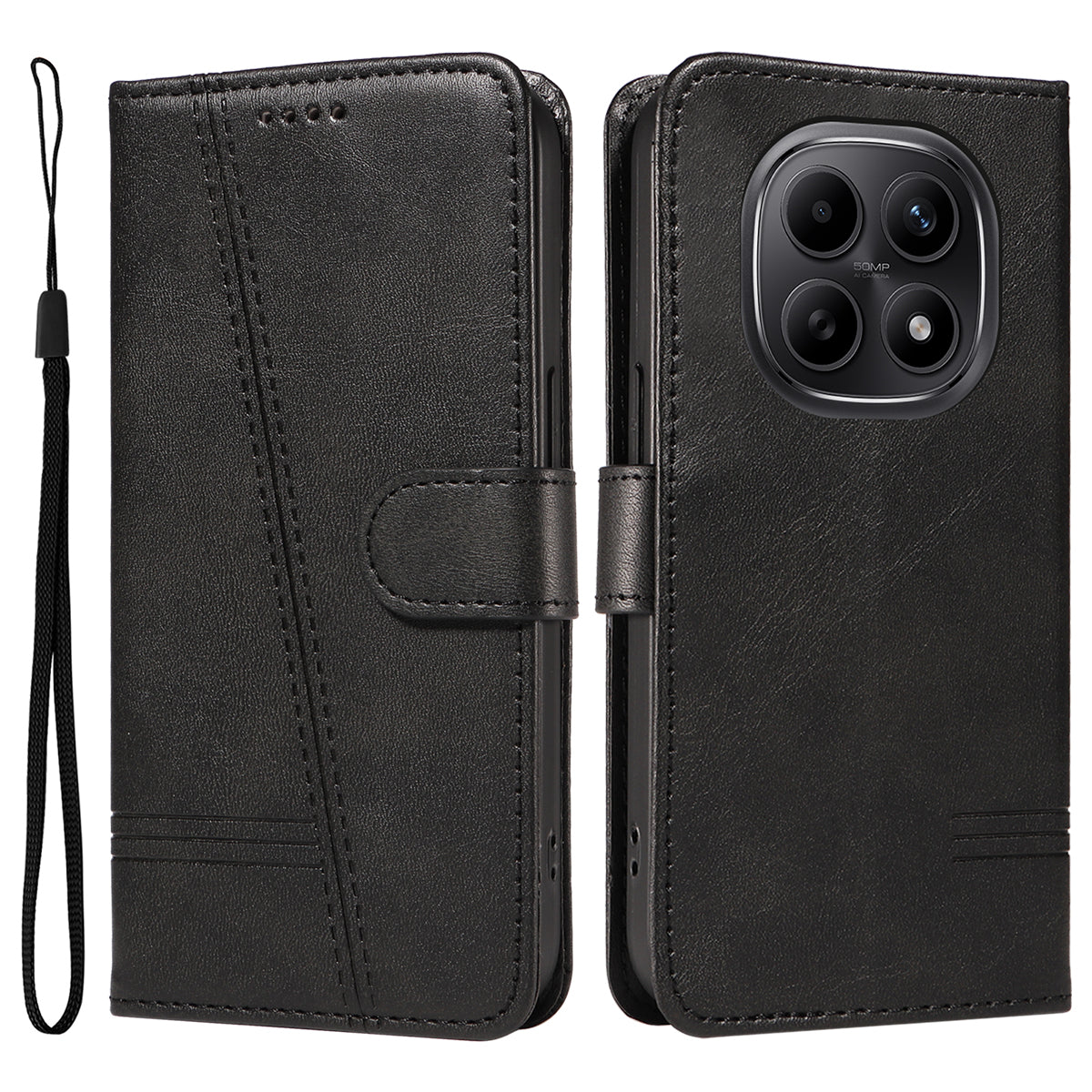 For Xiaomi Poco M8 5G / Redmi Note 15 5G (Global) / 15 4G (Global) Wallet Case T-Shape Lines Leather Phone Cover Stand