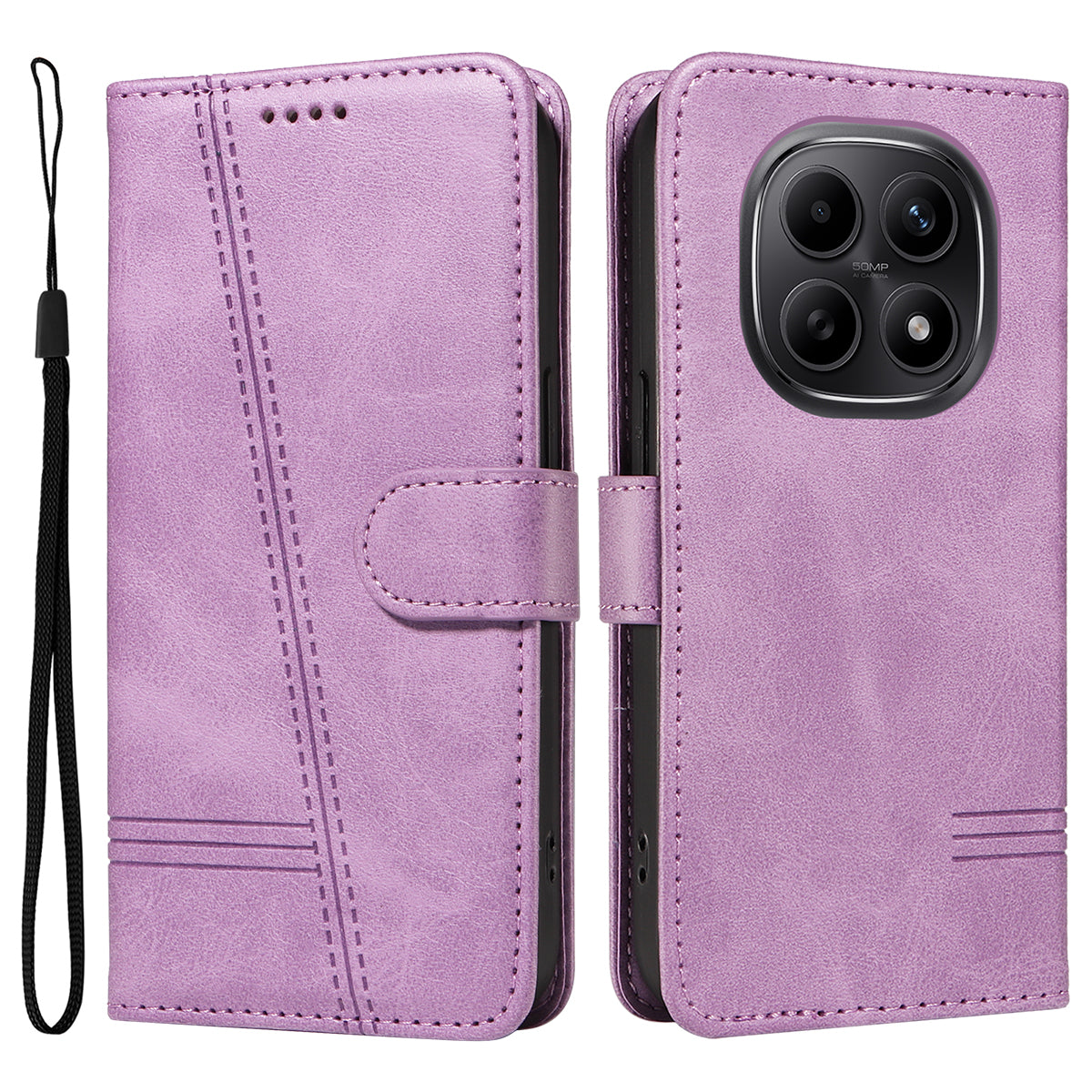 For Xiaomi Poco M8 5G / Redmi Note 15 5G (Global) / 15 4G (Global) Wallet Case T-Shape Lines Leather Phone Cover Stand