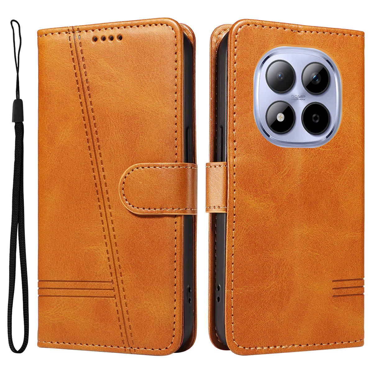 Xiaomi Redmi Note 15 Pro 5G (Global) Plånboksfodral T-formade linjer Lädermobilfodral Stativ