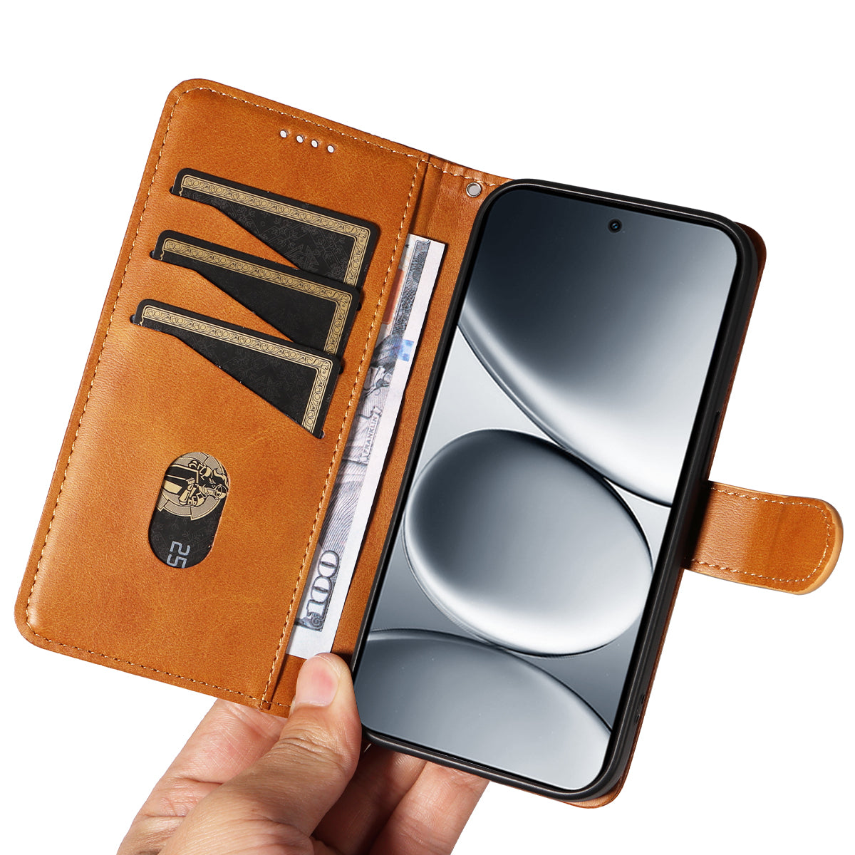 Xiaomi Redmi Note 15 Pro 5G (Global) Plånboksfodral T-formade linjer Lädermobilfodral Stativ