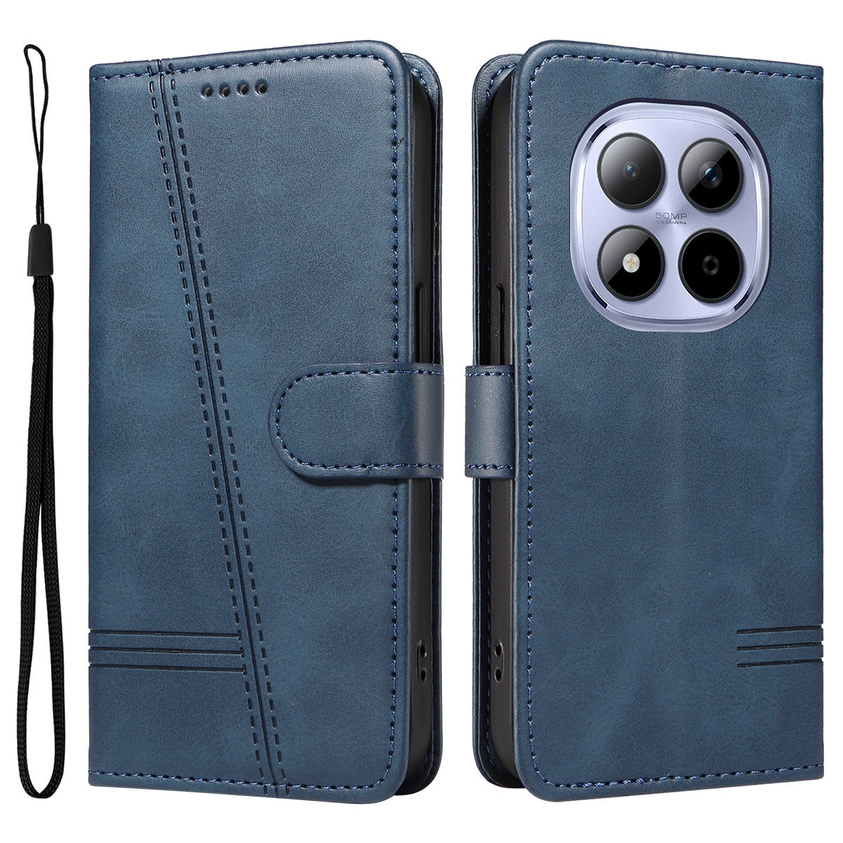 Xiaomi Redmi Note 15 Pro 5G (Global) Plånboksfodral T-formade linjer Lädermobilfodral Stativ