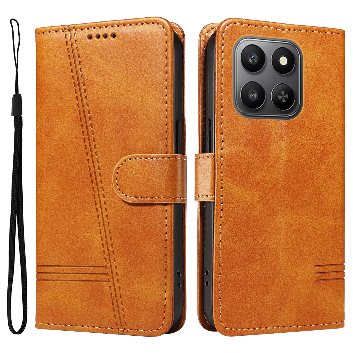 For Honor 400 Smart 5G / 4G / X7d 4G Wallet Case T-Shape Lines Leather Phone Cover Stand