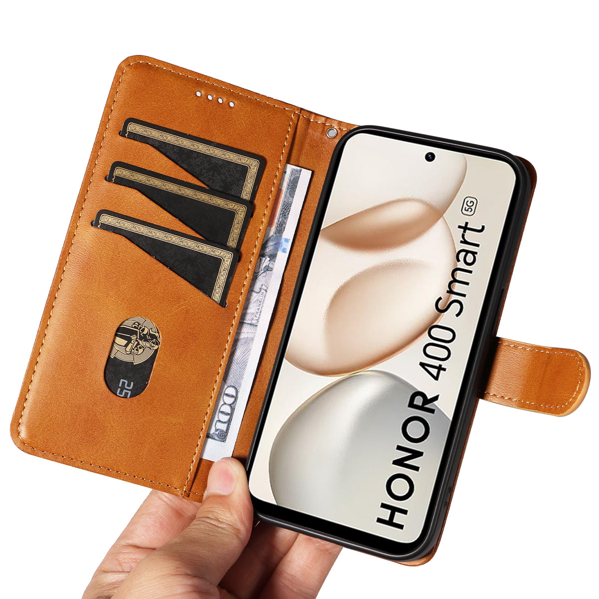 For Honor 400 Smart 5G / 4G / X7d 4G Wallet Case T-Shape Lines Leather Phone Cover Stand