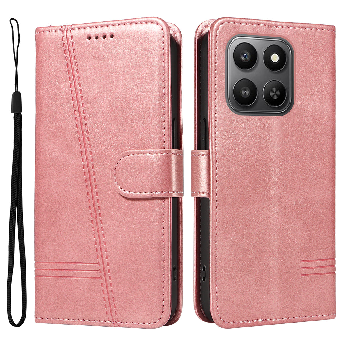 For Honor 400 Smart 5G / 4G / X7d 4G Wallet Case T-Shape Lines Leather Phone Cover Stand