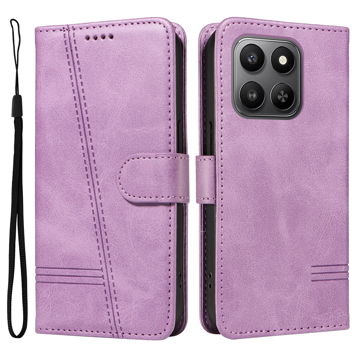 For Honor 400 Smart 5G / 4G / X7d 4G Wallet Case T-Shape Lines Leather Phone Cover Stand