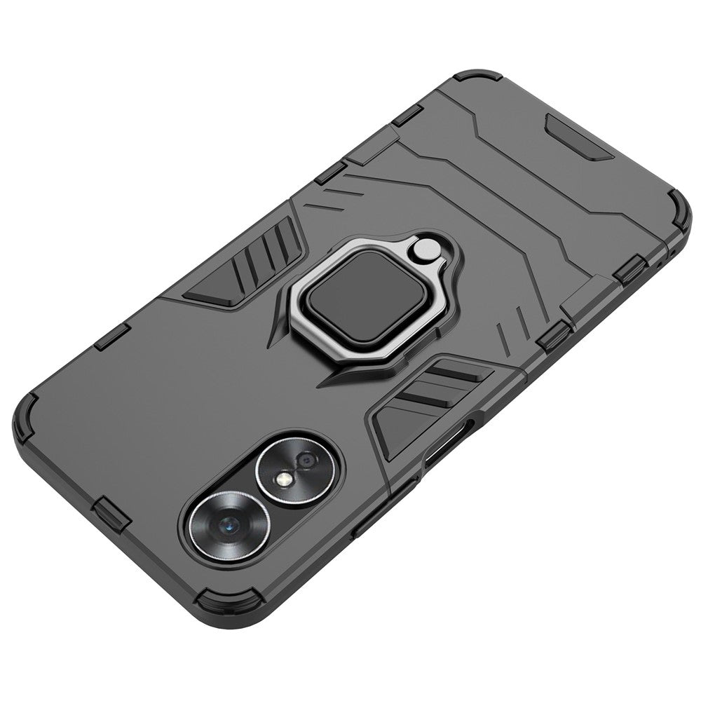 Ring Holder Kickstand Protective Case for Oppo A17 4G / A17k 4G, Hard PC Soft TPU Scratch-resistant Phone Cover