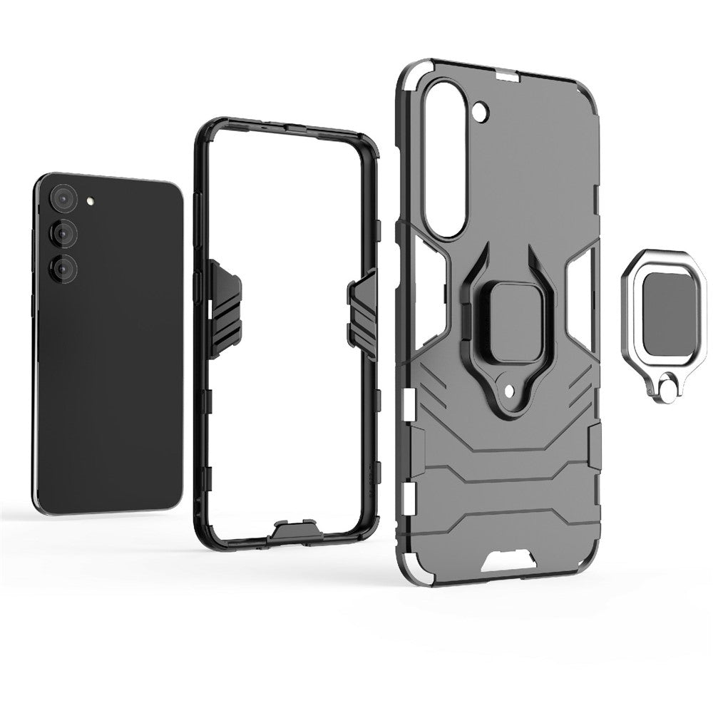For Samsung Galaxy S23+ Ring Holder Kickstand Phone Case PC + TPU Dual Layer Protection Shockproof Cover