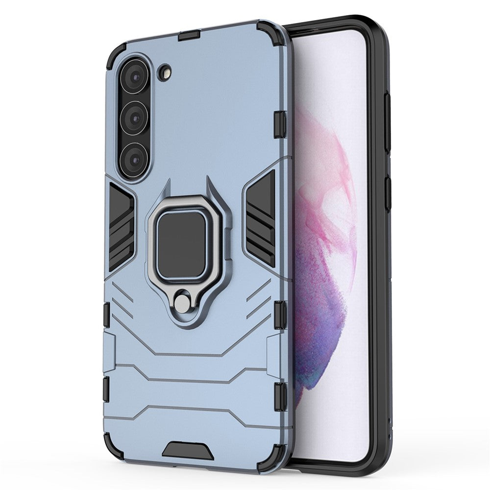 For Samsung Galaxy S23+ Ring Holder Kickstand Phone Case PC + TPU Dual Layer Protection Shockproof Cover