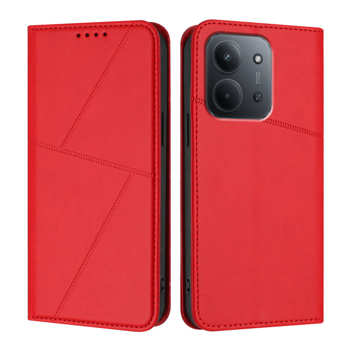 Xiaomi Redmi 15C 4G (EU) (173 mm) / Xiaomi Redmi 15C 5G (EU) (173 mm) pung-etui med magnetisk lukning, læder-flip-etui med stativ