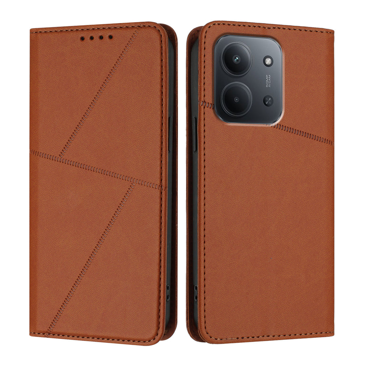 Xiaomi Redmi 15C 4G (EU) (173 mm) / Xiaomi Redmi 15C 5G (EU) (173 mm) pung-etui med magnetisk lukning, læder-flip-etui med stativ