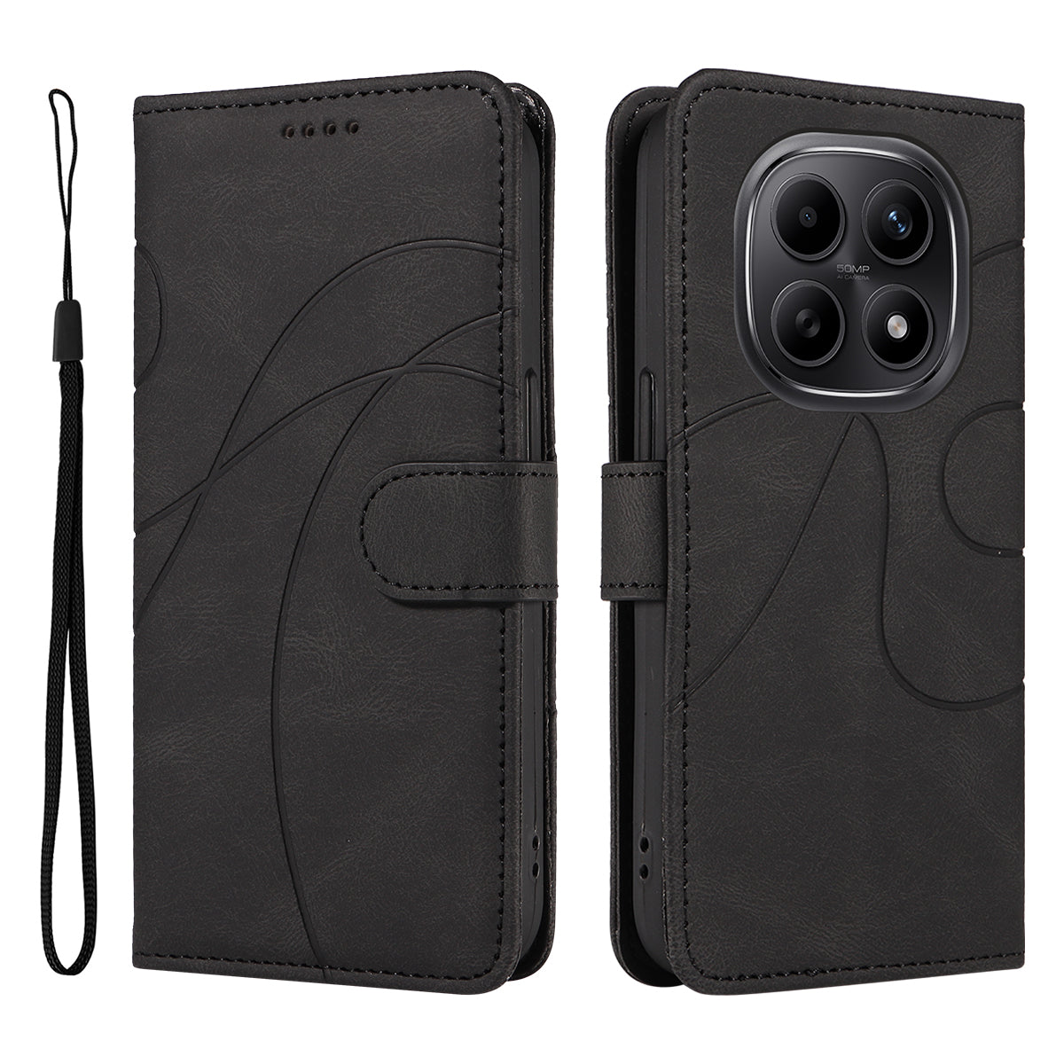 Xiaomi Poco M8 5G / Redmi Note 15 5G (Global) Plånboksfodral Lädermobilfodral Stativ med Böjd Linjedesign
