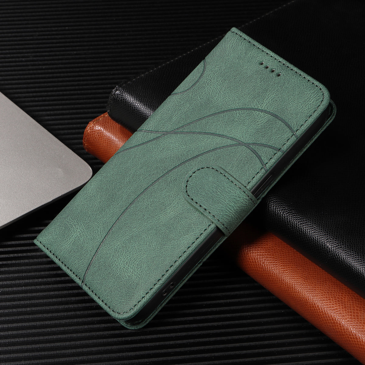 Xiaomi Poco M8 5G / Redmi Note 15 5G (Global) Plånboksfodral Lädermobilfodral Stativ med Böjd Linjedesign