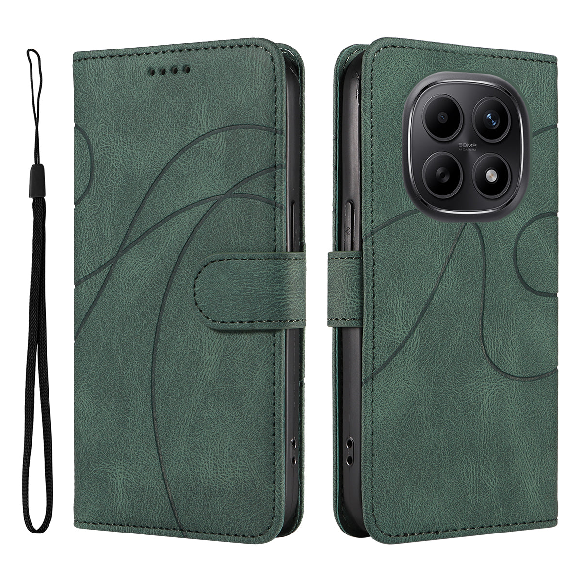 Xiaomi Poco M8 5G / Redmi Note 15 5G (Global) Plånboksfodral Lädermobilfodral Stativ med Böjd Linjedesign