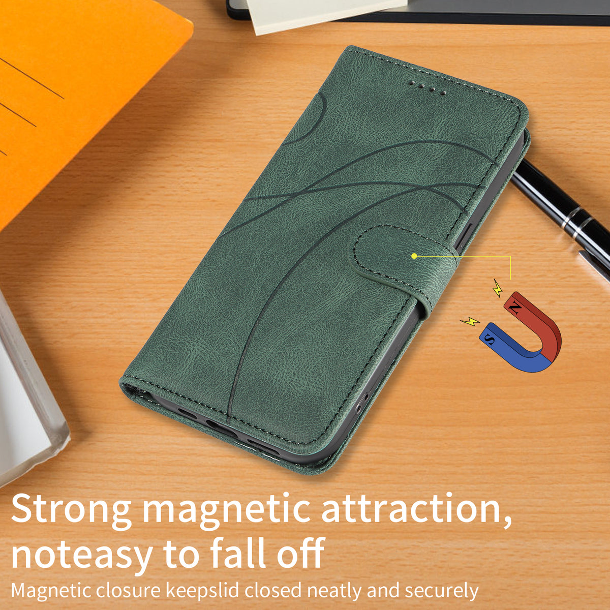 For Xiaomi Poco M8 5G / Redmi Note 15 5G (Global) Wallet Case Leather Phone Cover Stand with Curved Line Design