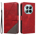 For Xiaomi Poco M8 Pro 5G / Redmi Note 15 Pro+ 5G (Global) Leather Case Geometric Line Design Wallet Phone Cover with Wrist Strap