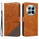 For Xiaomi Poco M8 Pro 5G / Redmi Note 15 Pro+ 5G (Global) Leather Case Geometric Line Design Wallet Phone Cover with Wrist Strap