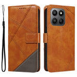 For Honor 400 Smart 5G / 4G / X7d 4G Lædercover Geometrisk linjedesign Pung Telefoncover med håndledsrem