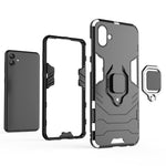 For Samsung Galaxy A04 4G (164.4 x 76.3 x 9.1 mm) Ring Holder Kickstand PC + TPU Case Anti-fall Phone Cover Protector