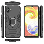 For Samsung Galaxy A04 4G (164.4 x 76.3 x 9.1 mm) Ring Holder Kickstand PC + TPU Case Anti-fall Phone Cover Protector