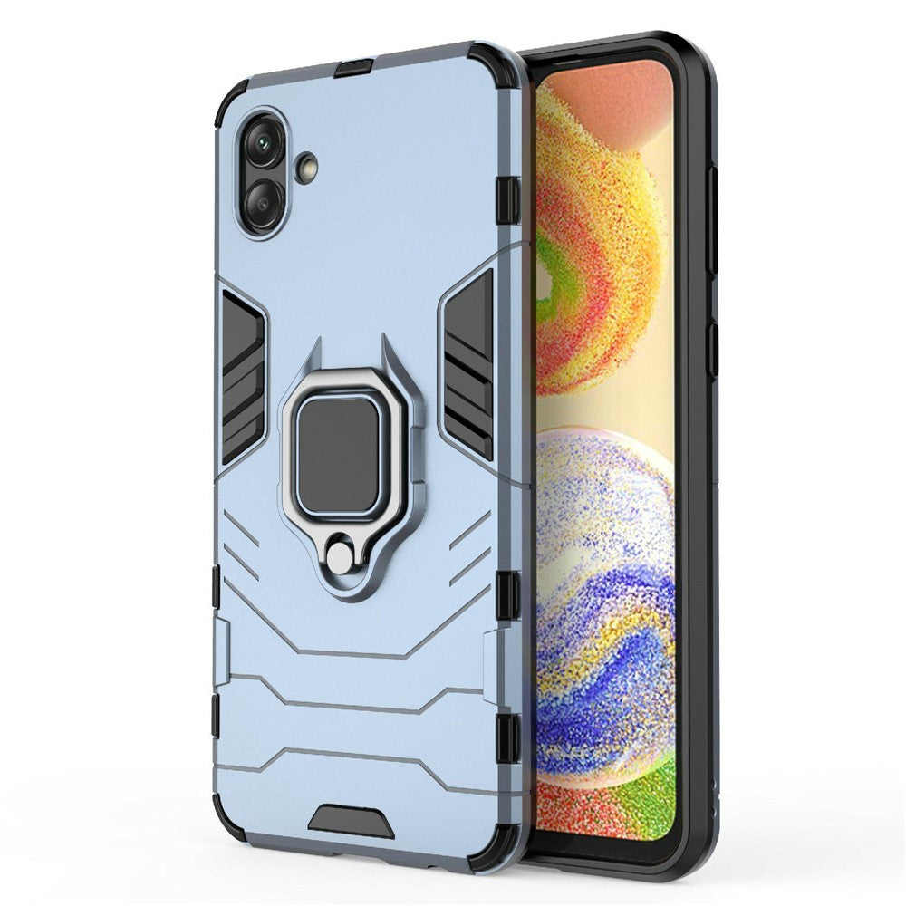 For Samsung Galaxy A04 4G (164.4 x 76.3 x 9.1 mm) Ring Holder Kickstand PC + TPU Case Anti-fall Phone Cover Protector