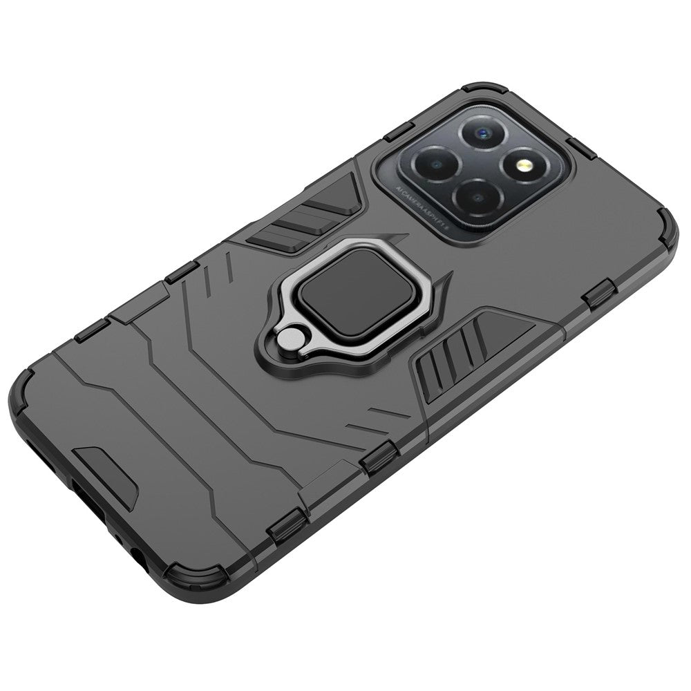 Telefoncover med ringholder og støttefod til Honor X8 5G, hårdt PC blødt TPU anti-ridse hybridcover