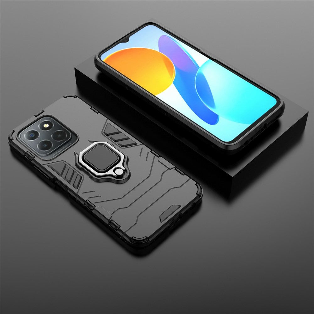 Ringholder Støtteben Beskyttende Telefoncover til Honor X8 5G, Hårdt PC Blødt TPU Anti-ridse Hybridcover