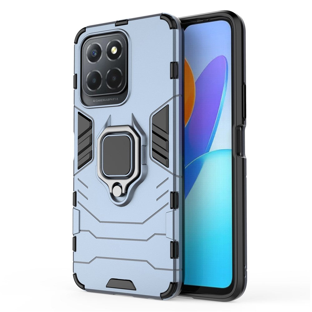Telefoncover med ringholder og støttefod til Honor X8 5G, hårdt PC blødt TPU anti-ridse hybridcover