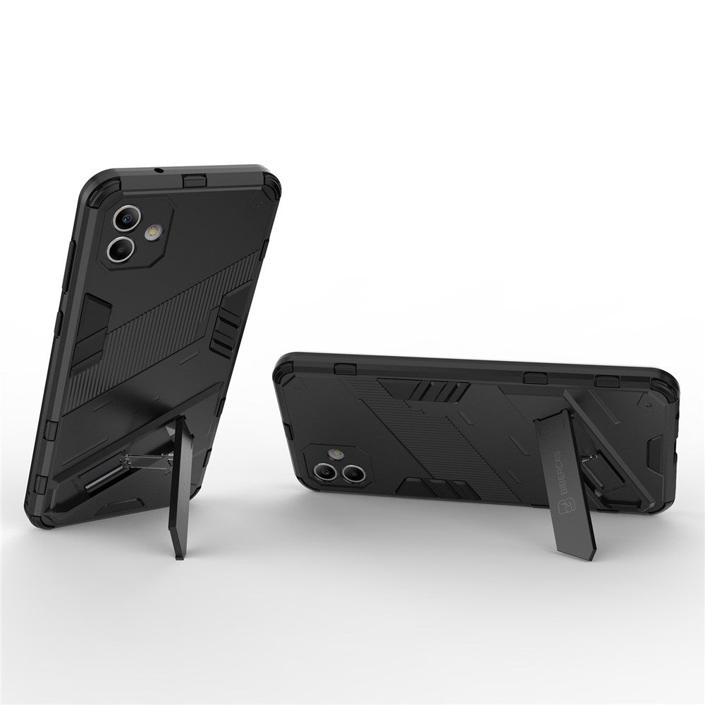 Til Samsung Galaxy A04 4G (164,4 x 76,3 x 9,1 mm) hårdt PC + blødt TPU cover med støttefod og ridsefast telefoncover