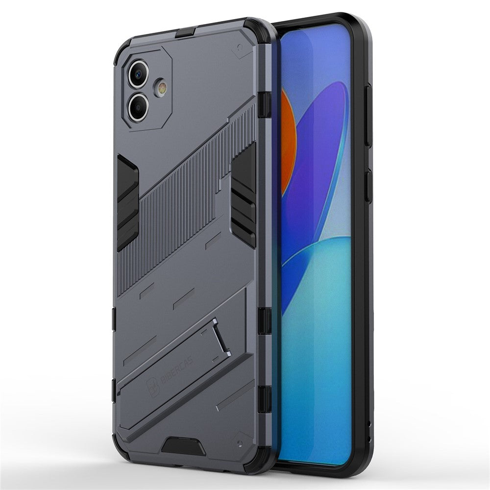 Til Samsung Galaxy A04 4G (164,4 x 76,3 x 9,1 mm) hårdt PC + blødt TPU cover med støttefod og ridsefast telefoncover