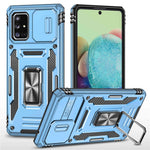 Armor-serie til Samsung Galaxy A71 5G SM-A716 Stativtelefoncover PC + TPU Stødresistent Beskyttende Telefonbeskytter med Skydbart Kameracover