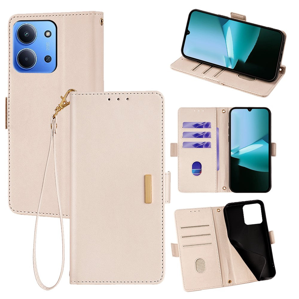 Wallet Case for Xiaomi Redmi 15C 4G (EU) (173mm) / 15C 5G (EU) (173mm) / Poco C85 4G (173mm) RFID Blocking Wallet PU Leather Phone Cover with Wrist Strap