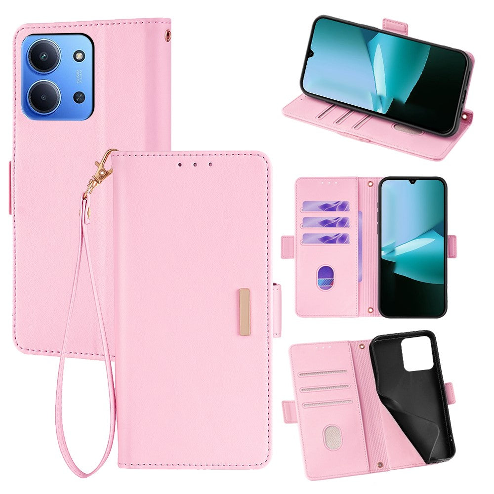 Wallet Case for Xiaomi Redmi 15C 4G (EU) (173mm) / 15C 5G (EU) (173mm) / Poco C85 4G (173mm) RFID Blocking Wallet PU Leather Phone Cover with Wrist Strap