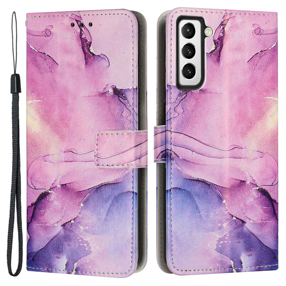Marble Pattern Printing Phone Cover For Samsung Galaxy S23, PU Leather Foldable Stand Flip Wallet Case with Strap