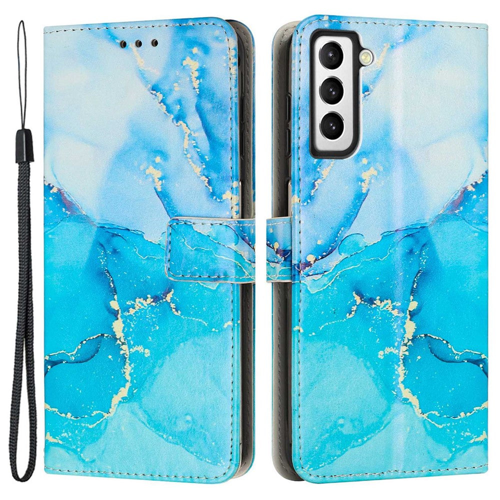 Marble Pattern Printing Phone Cover For Samsung Galaxy S23, PU Leather Foldable Stand Flip Wallet Case with Strap