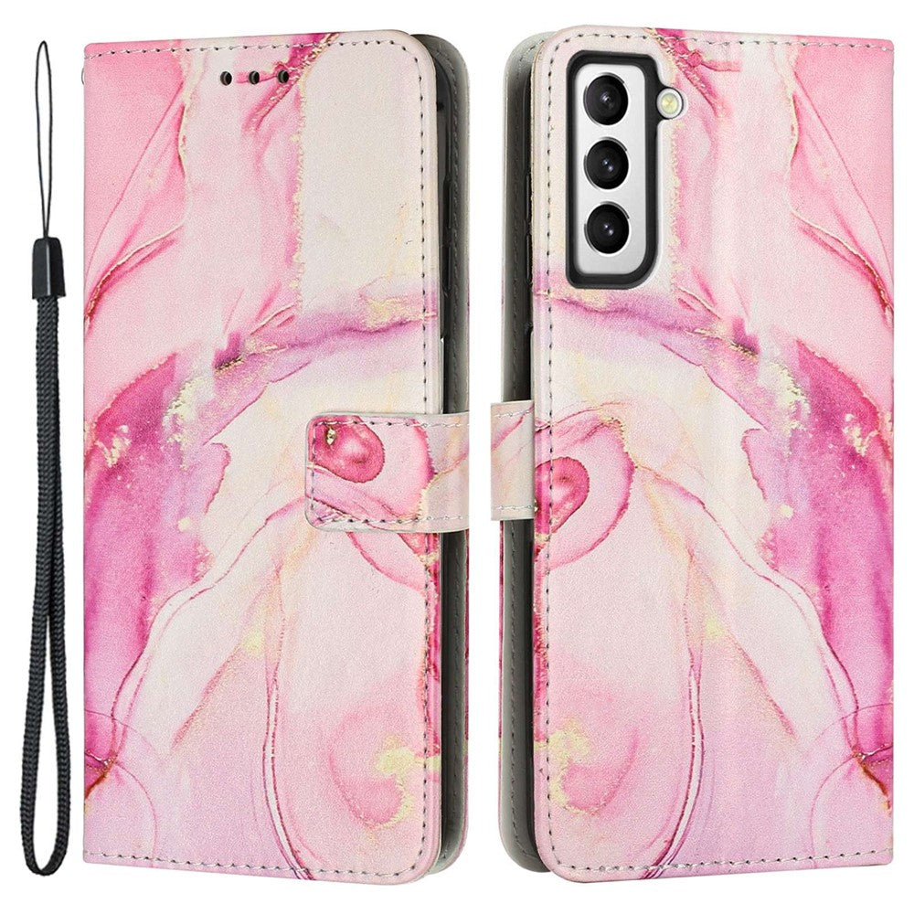 Marble Pattern Printing Phone Cover For Samsung Galaxy S23, PU Leather Foldable Stand Flip Wallet Case with Strap