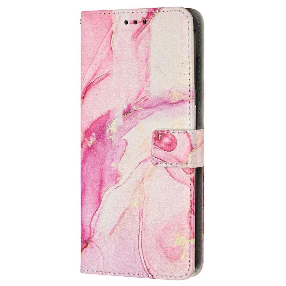Marble Pattern Printing Phone Cover For Samsung Galaxy S23, PU Leather Foldable Stand Flip Wallet Case with Strap