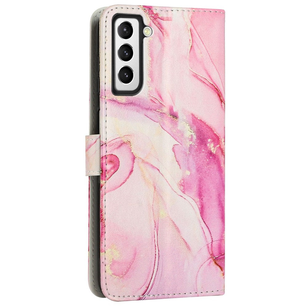 Marble Pattern Printing Phone Cover For Samsung Galaxy S23, PU Leather Foldable Stand Flip Wallet Case with Strap