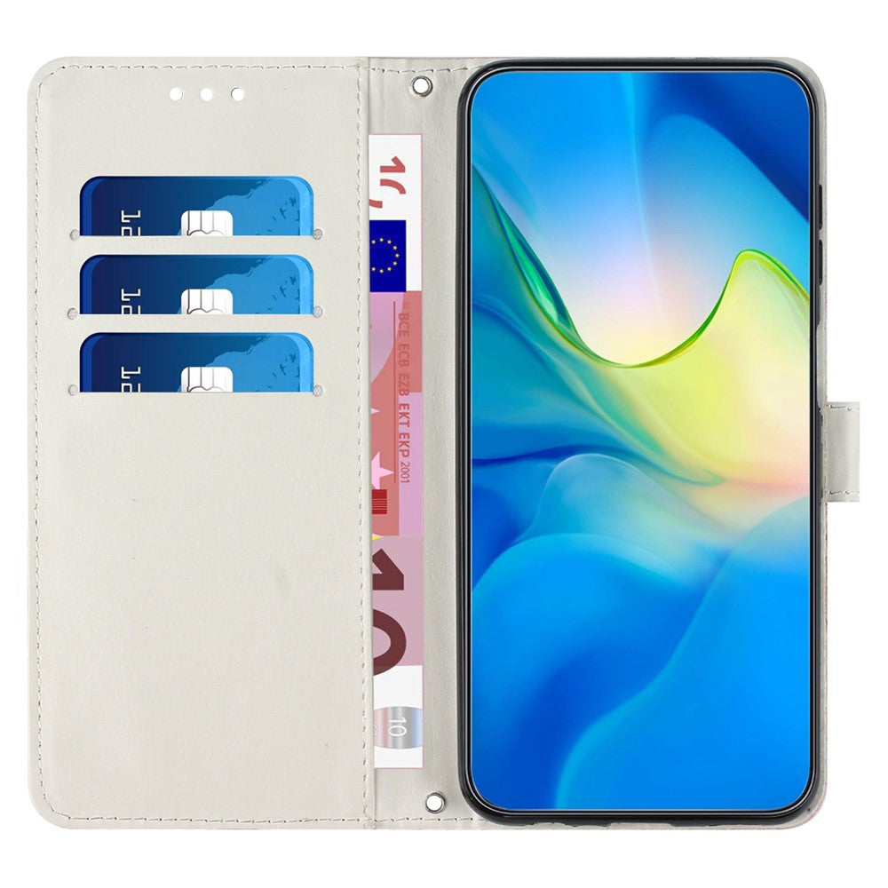 Marble Pattern Printing Phone Cover For Samsung Galaxy S23, PU Leather Foldable Stand Flip Wallet Case with Strap