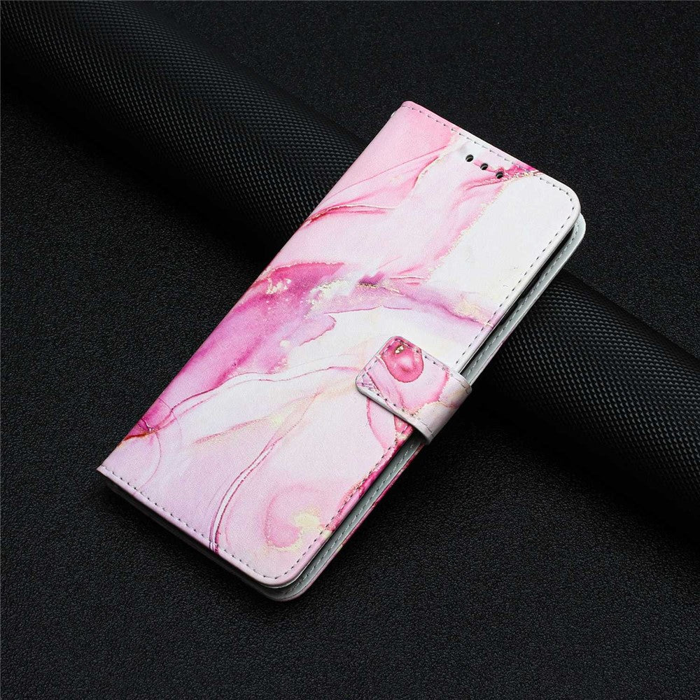 Marble Pattern Printing Phone Cover For Samsung Galaxy S23, PU Leather Foldable Stand Flip Wallet Case with Strap