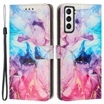 Marble Pattern Printing Phone Cover For Samsung Galaxy S23, PU Leather Foldable Stand Flip Wallet Case with Strap